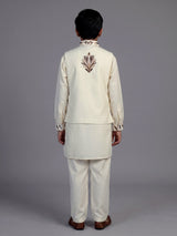 Cream crested bird boys waistcoat set