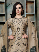Desert khaki green printed women kurti set