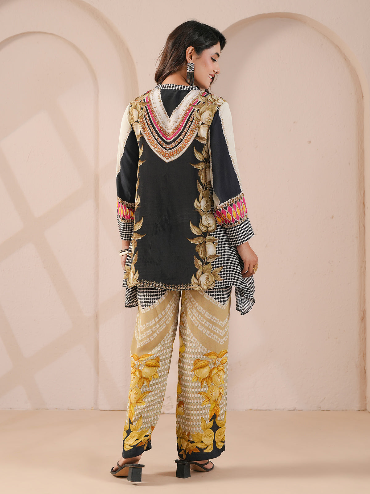 Black eyecatching beaded full sleeve co ord set