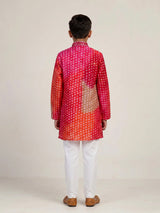 Fuchsia pink bandhani boys kurta suit