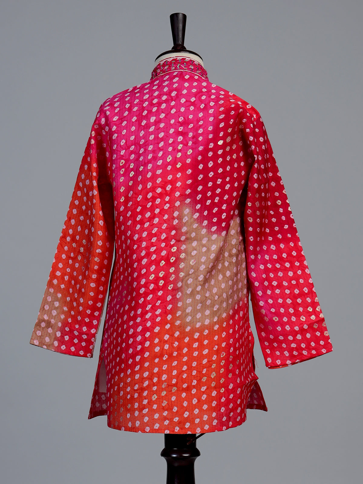 Fuchsia pink bandhani boys kurta suit