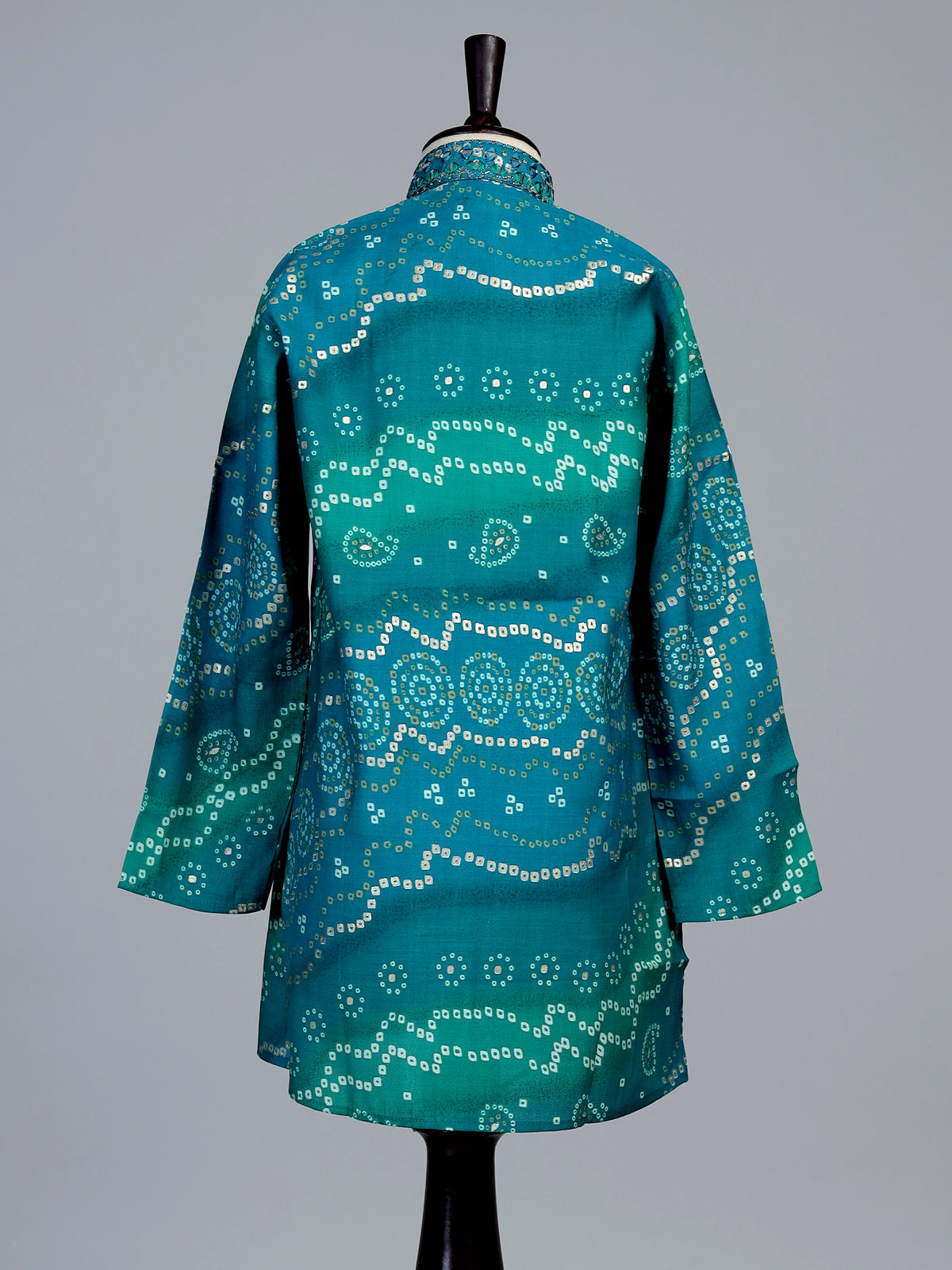 Blue bandhani print boys kurta suit