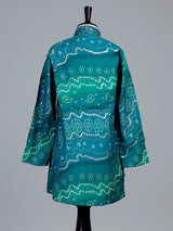 Blue bandhani print boys kurta suit