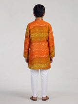 Marigold yellow bandhani boys kurta suit