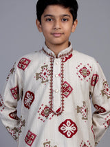 Off white patola print boys kurta suit