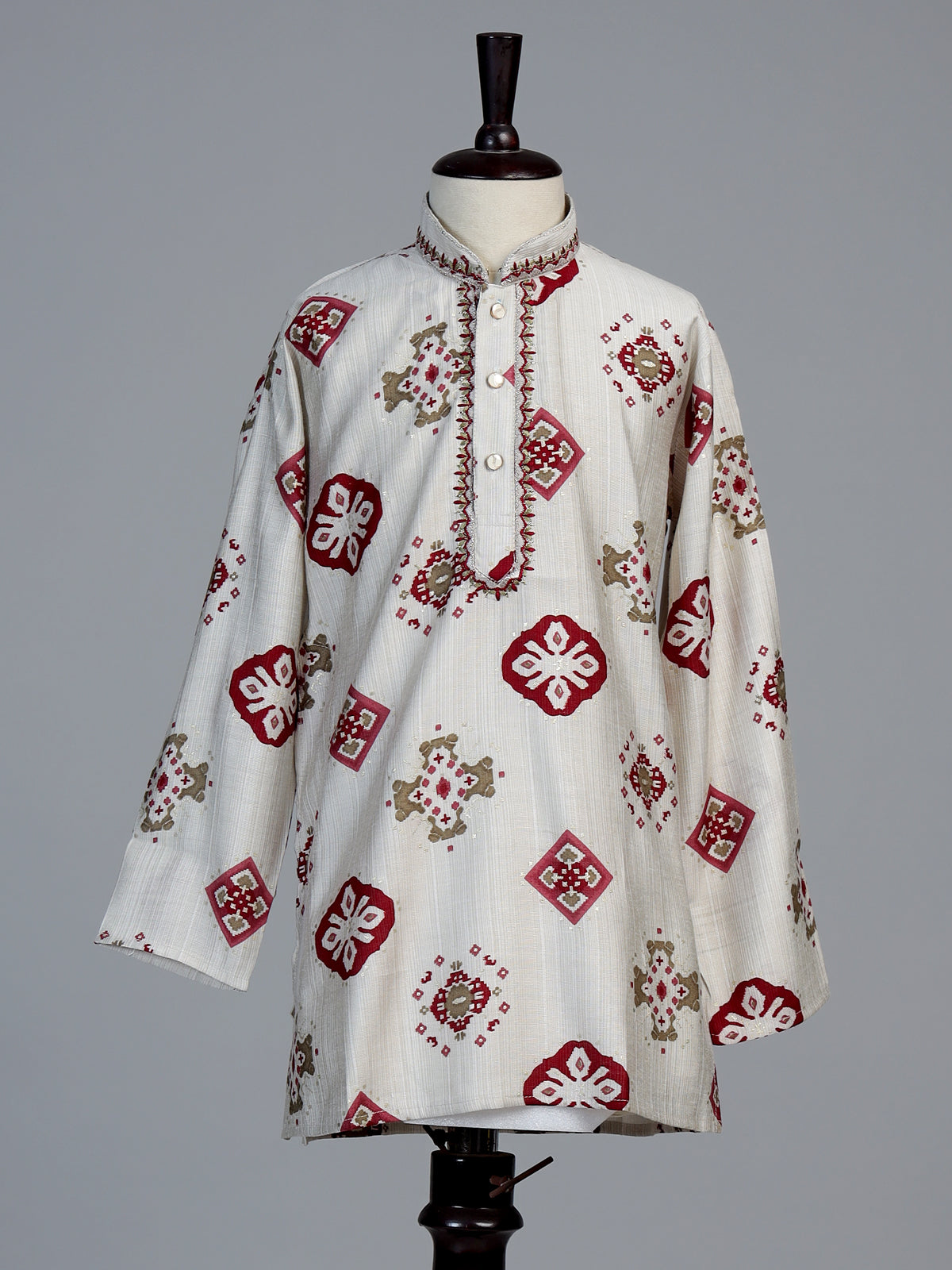 Off white patola print boys kurta suit