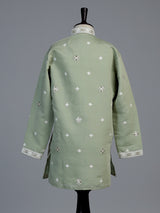 Pista green peacock embroidered boys kurta suit