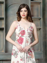 Off white meadow floral women maxi dress