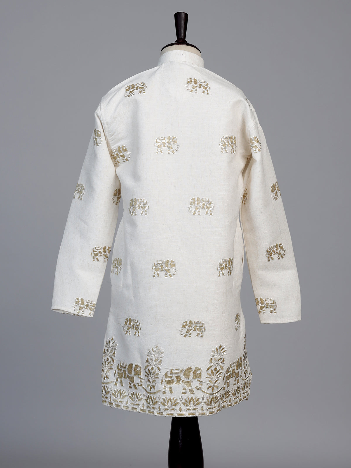 White royal elephant embroidered boys kurta suit