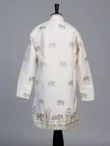 White royal elephant embroidered boys kurta suit