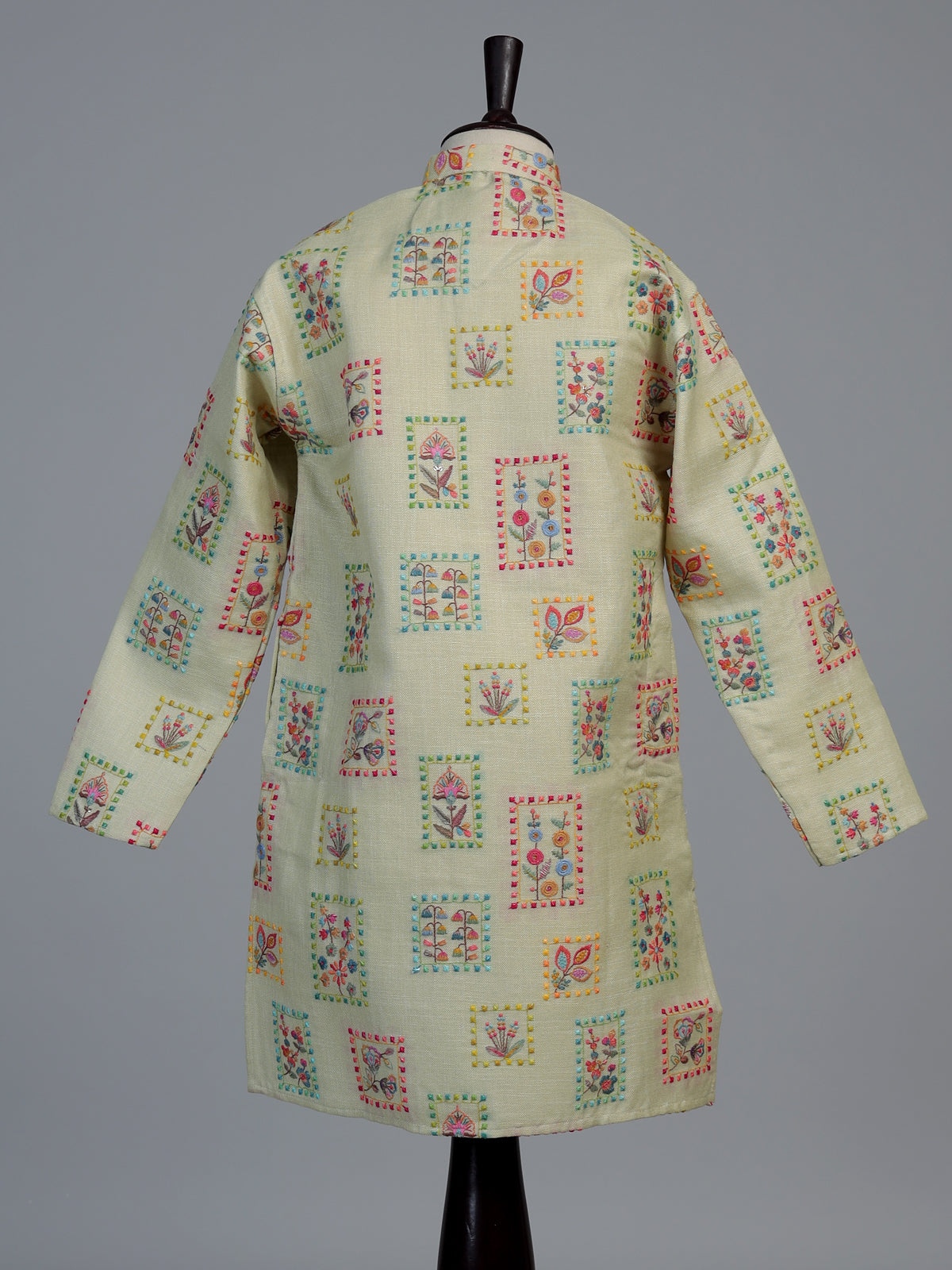 Light mehendi botanical tile boys kurta suit