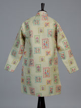 Light mehendi botanical tile boys kurta suit