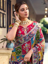 Multicolor crepe silk women patola printed saree