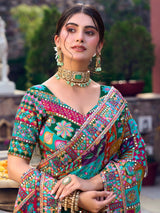 Multicolor crepe silk women mughal mosaic saree