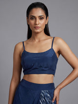 Navy blue jacket drape ready to wear saree for women