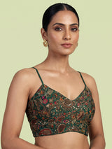 Bottle green cape style ready to wear saree for women