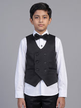 Black floral brocade shawl collar coat suit