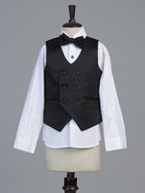 Black floral brocade shawl collar coat suit