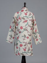Natural ivory lotus printed linen kurta suit