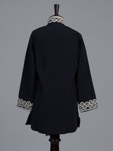 Black paisley zardosi silk cotton kurta suit