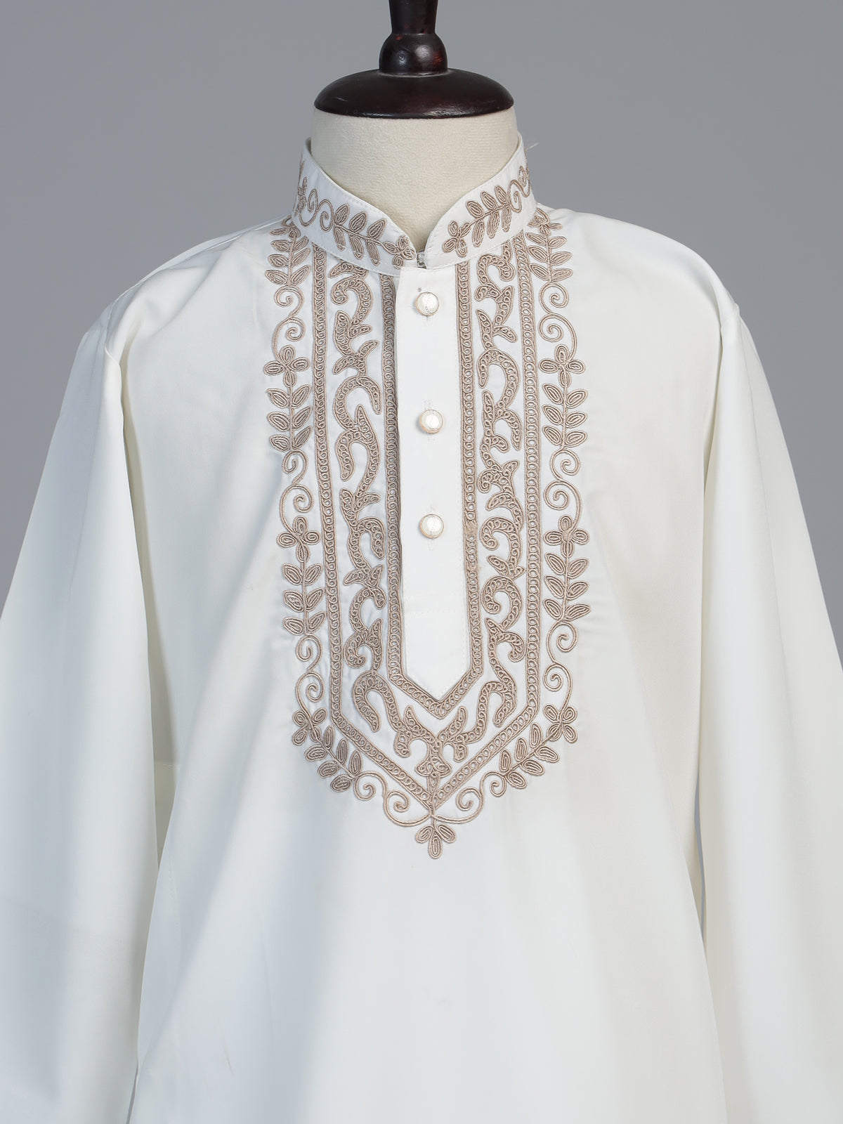 White zardosi embroidered silk cotton kurta suit