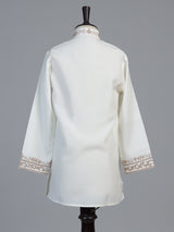 White zardosi embroidered silk cotton kurta suit