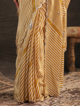 Mustard yellow leheriya printed saree for women