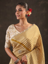 Mustard yellow leheriya printed saree for women