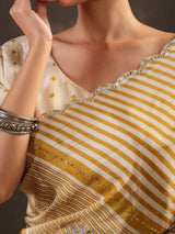 Mustard yellow leheriya printed saree for women