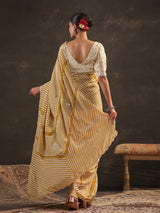 Mustard yellow leheriya printed saree for women