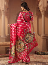 Vibrant rani pink leheriya saree for women
