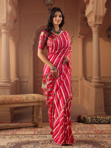 Vibrant rani pink leheriya saree for women