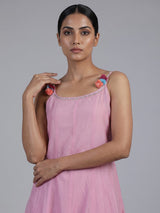 Elegant pink silk blend anarkali kurti set with floral embroidery