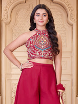 Rani pink embellished girls palazzo suit
