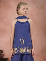 Navy blue gota patti girls palazzo suit