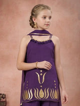 Purple gota patti girls palazzo suit