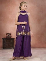 Purple gota patti girls palazzo suit
