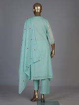 Mint green chanderi silk straight cut kurti set