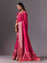 Rani pink dola silk festive wear designer saree drape