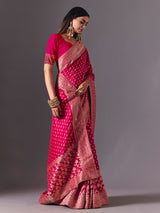 Rani pink dola silk festive wear designer saree drape