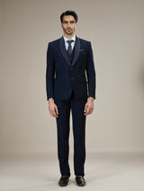 Navy blue classic shawl lapel coat suit