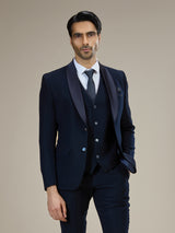 Navy blue classic shawl lapel coat suit