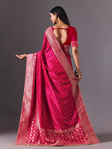 Rani pink dola silk festive wear designer saree drape