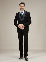 Black satin shawl lapel formal coat suit