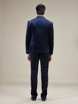 Navy blue royal stone embellished coat suit