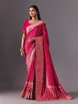 Rani pink dola silk festive wear designer saree drape