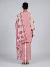 Pink cotton blend salwar suit with graceful floral printed styling