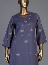 Lavender purple cotton silk palazzo kurti set with delicate embellishments