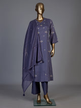 Lavender purple cotton silk palazzo kurti set with delicate embellishments