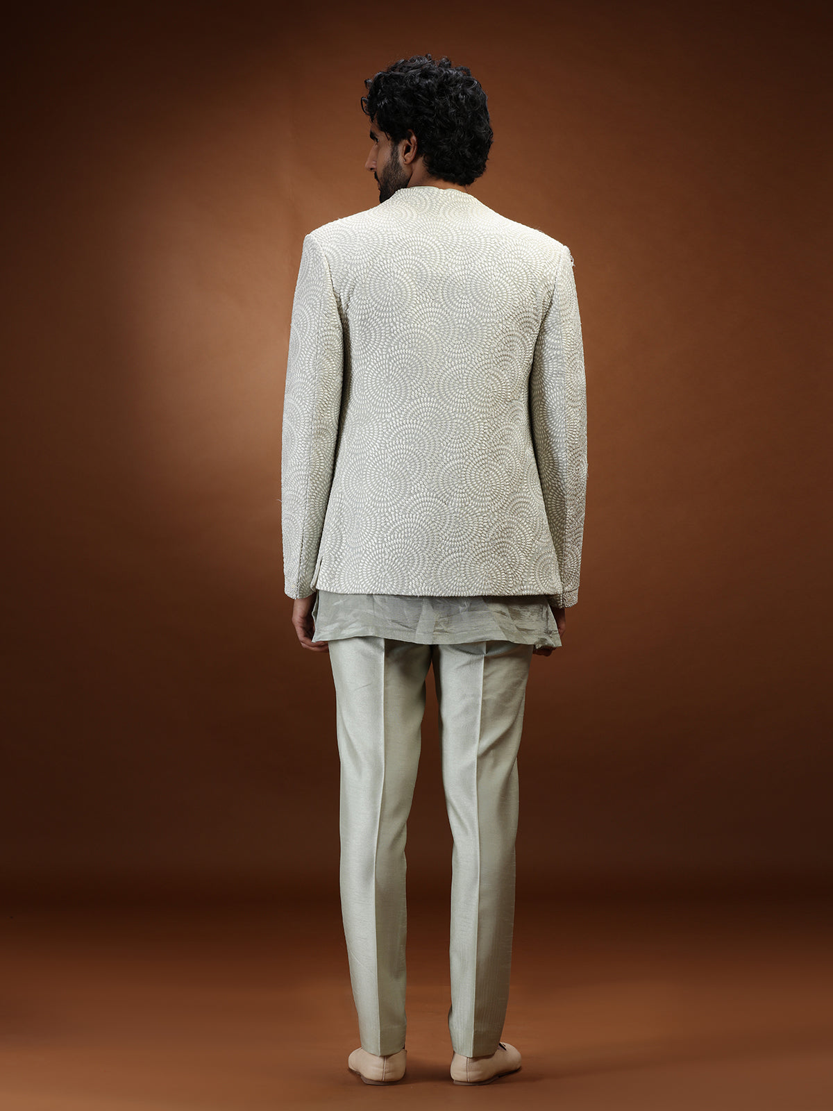 Mint green chikankari jacket mens indo western